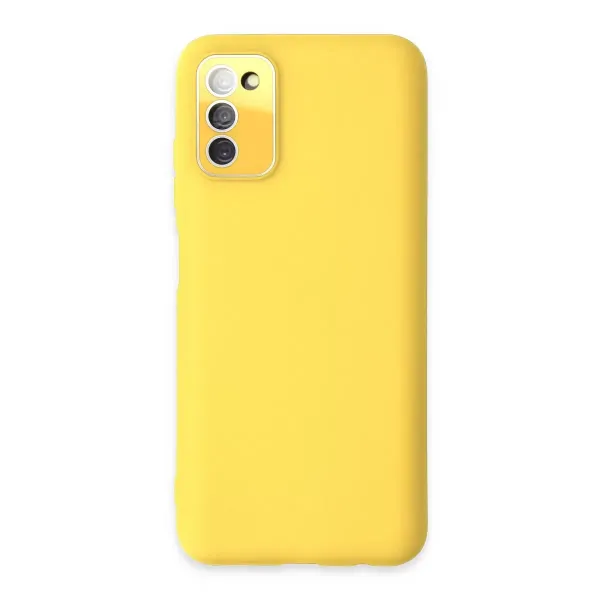 Samsung Galaxy A03s Kılıf Lansman Glass Kapak - Sarı