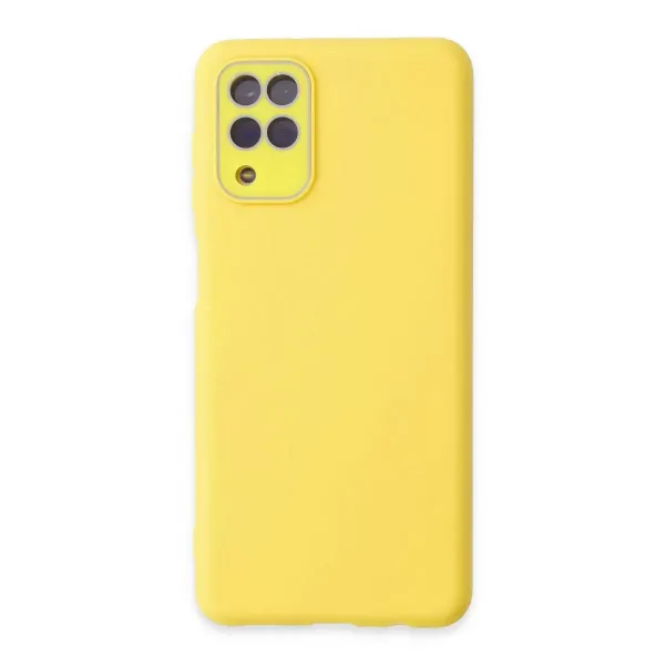 Samsung Galaxy A22 Kılıf Lansman Glass Kapak - Sarı
