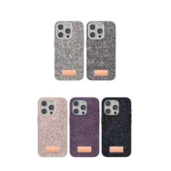 Onegif Apple İphone 15 Pro Bright Simli Kapak - Pembe
