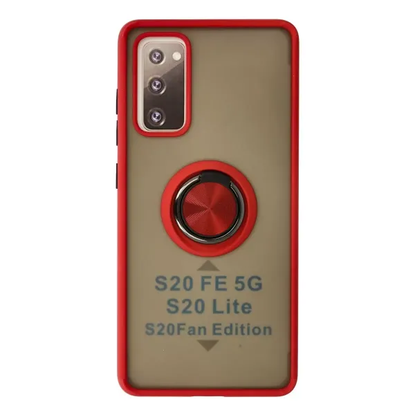 Samsung Galaxy S20 Fe Kılıf Montreal Yüzüklü Silikon Kapak - Kırmızı
