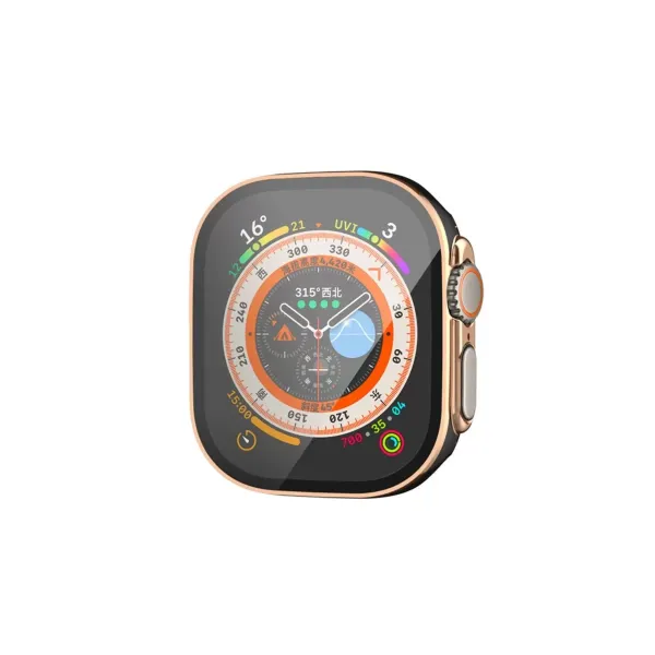 Apple Watch Ultra 49mm Legend Camlı Kasa Ekran Koruyucu - Siyah-gold