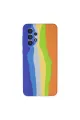 Samsung Galaxy A73 5g Kılıf Ebruli Lansman Silikon - Mavi-turuncu