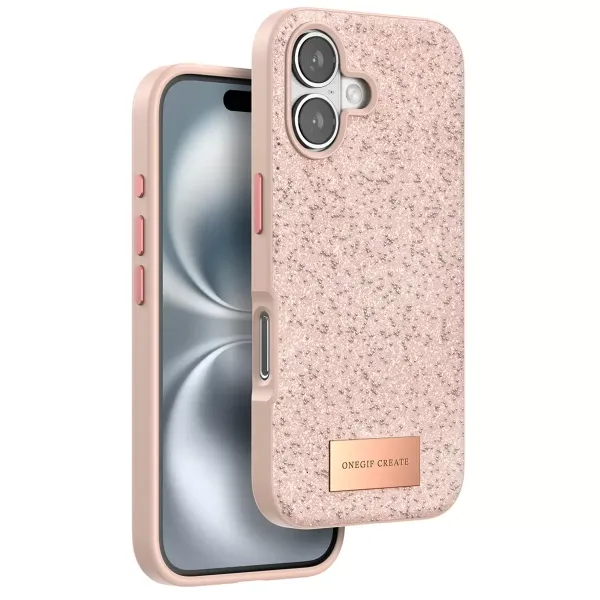 Onegif Apple İphone 16 Bright Simli Kapak - Pembe