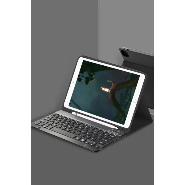 Apple İpad 5 Air 9.7 Kılıf Kc01 Smart Klavyeli Tablet Kılıfı - Siyah
