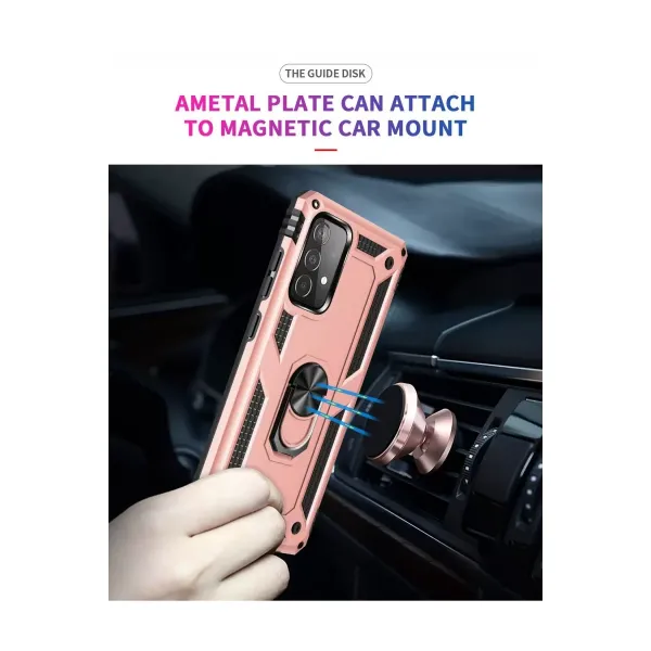 Samsung Galaxy A32 Kılıf Sofya Yüzüklü Silikon Kapak - Rose