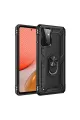 Samsung Galaxy A72 Kılıf Sofya Yüzüklü Silikon Kapak - Siyah