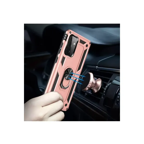 Samsung Galaxy A72 Kılıf Sofya Yüzüklü Silikon Kapak - Rose
