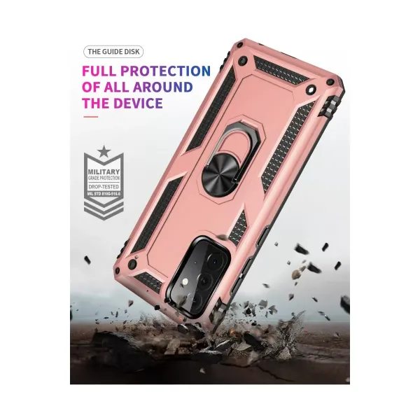 Samsung Galaxy A72 Kılıf Sofya Yüzüklü Silikon Kapak - Rose