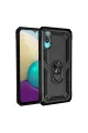 Samsung Galaxy A02 Kılıf Sofya Yüzüklü Silikon Kapak - Siyah