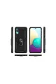 Samsung Galaxy A02 Kılıf Sofya Yüzüklü Silikon Kapak - Siyah