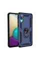 Samsung Galaxy A02 Kılıf Sofya Yüzüklü Silikon Kapak - Lacivert