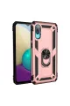 Samsung Galaxy A02 Kılıf Sofya Yüzüklü Silikon Kapak - Rose