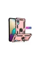 Samsung Galaxy A02 Kılıf Sofya Yüzüklü Silikon Kapak - Rose