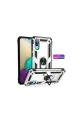 Samsung Galaxy A02 Kılıf Sofya Yüzüklü Silikon Kapak - Gümüş