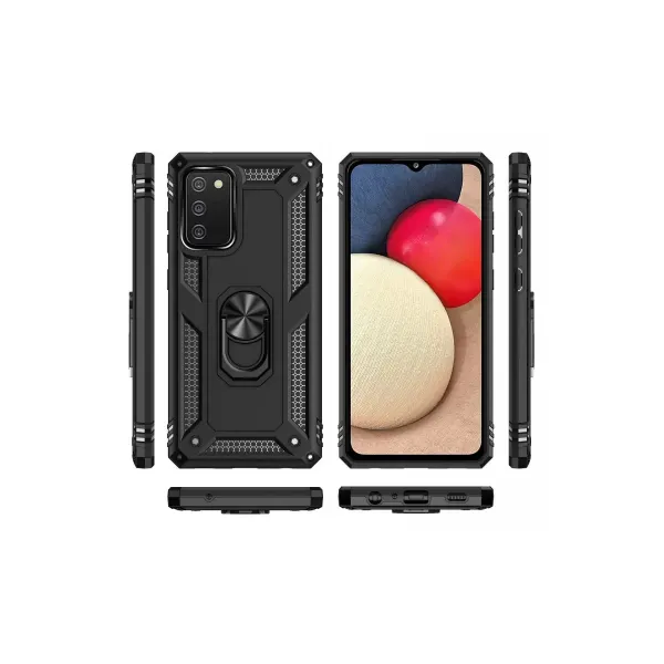 Samsung Galaxy A02s Kılıf Sofya Yüzüklü Silikon Kapak - Siyah