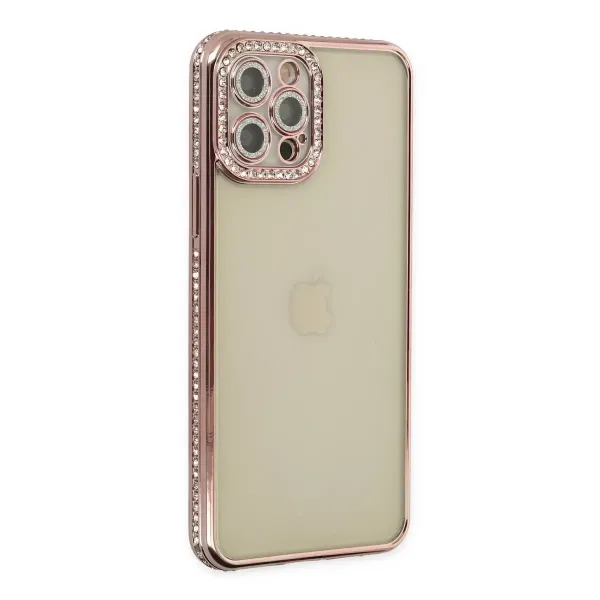 Apple İphone 12 Pro Kılıf Joke Taşlı Silikon - Pembe