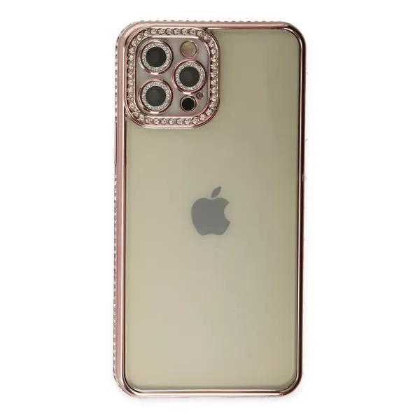 Apple İphone 12 Pro Kılıf Joke Taşlı Silikon - Pembe