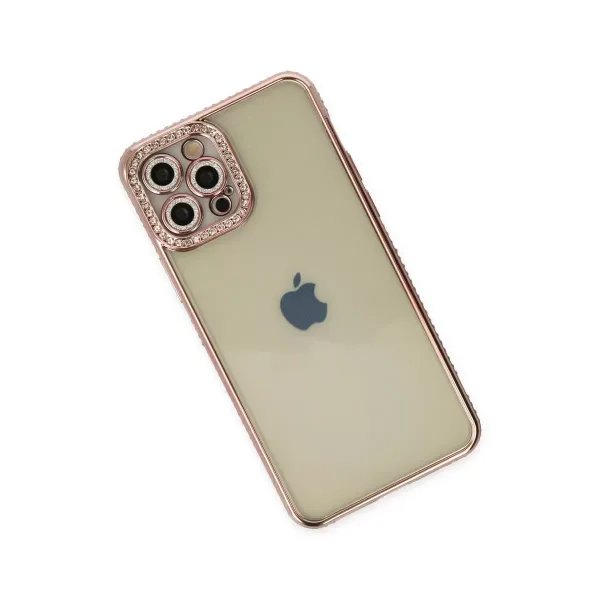 Apple İphone 12 Pro Kılıf Joke Taşlı Silikon - Pembe