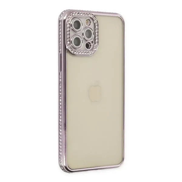 Apple İphone 12 Pro Kılıf Joke Taşlı Silikon - Mor