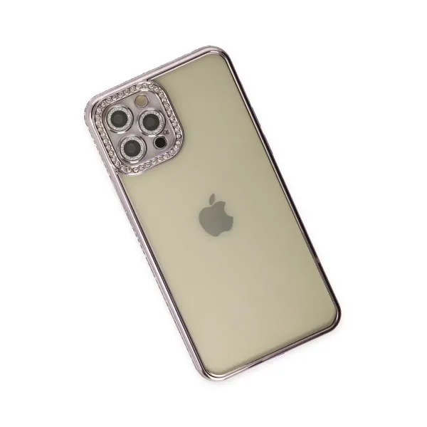 Apple İphone 12 Pro Kılıf Joke Taşlı Silikon - Mor