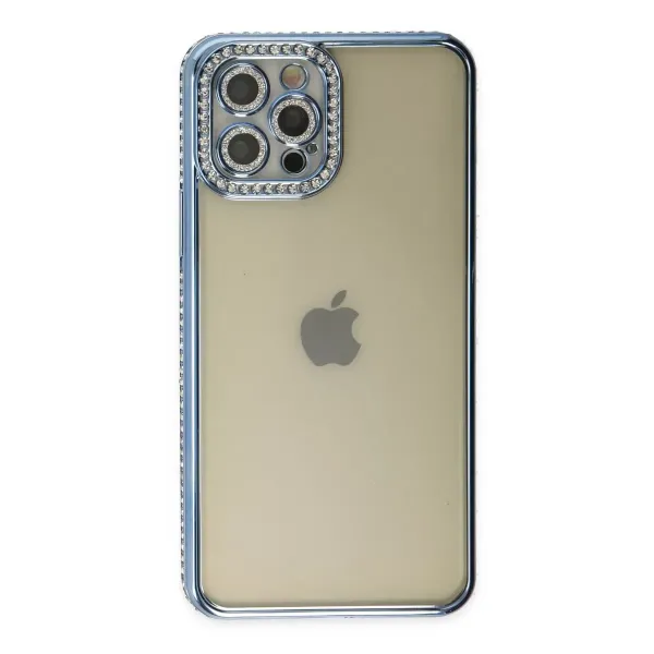 Apple İphone 12 Pro Kılıf Joke Taşlı Silikon - Mavi