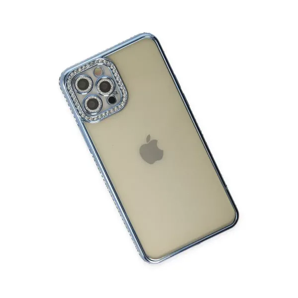 Apple İphone 12 Pro Kılıf Joke Taşlı Silikon - Mavi