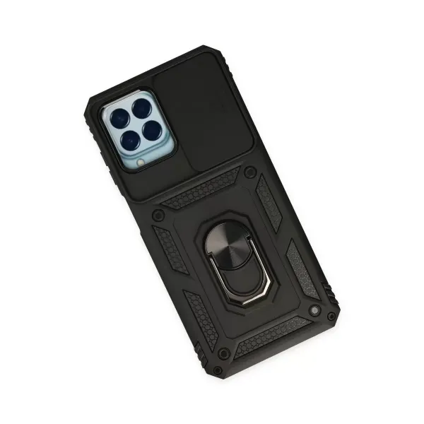 Samsung Galaxy M33 Kılıf Pars Lens Yüzüklü Silikon - Siyah
