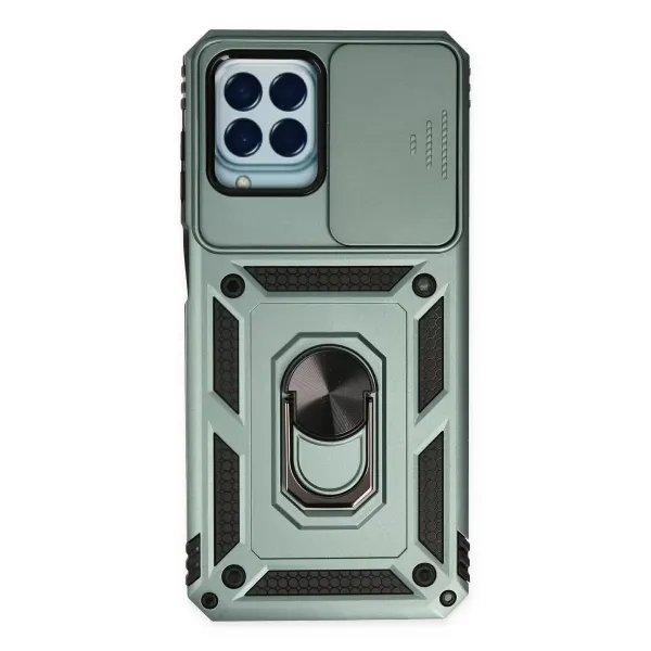 Samsung Galaxy M33 Kılıf Pars Lens Yüzüklü Silikon - Yeşil