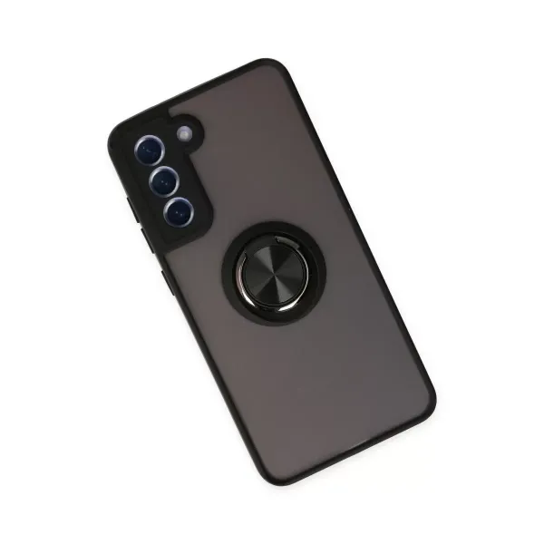 Samsung Galaxy S21 Fe Kılıf Montreal Yüzüklü Silikon Kapak - Siyah