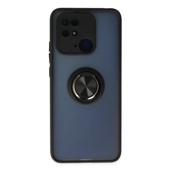 Xiaomi Redmi 10c Kılıf Montreal Yüzüklü Silikon Kapak - Siyah