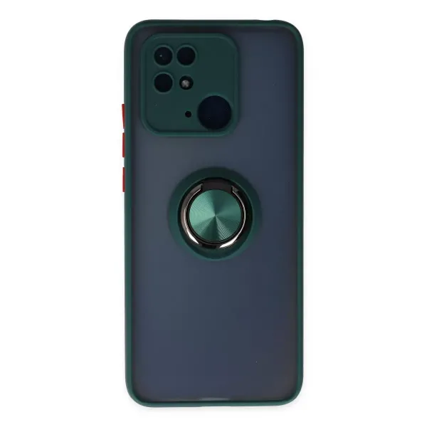 Xiaomi Redmi 10c Kılıf Montreal Yüzüklü Silikon Kapak - Yeşil