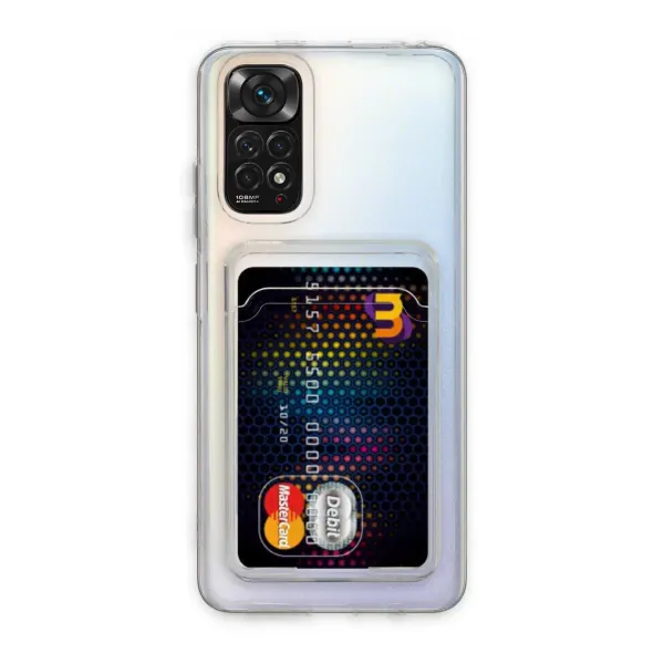 Xiaomi Redmi Note 11 Kılıf Kart Şeffaf Silikon - Şeffaf