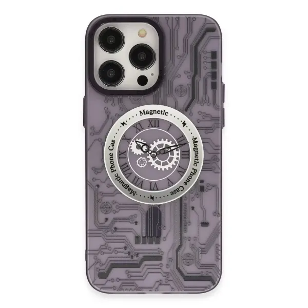 Apple İphone 14 Pro Kılıf Apollo Magneticsafe Desenli Kapak - Apollo Mor - 5