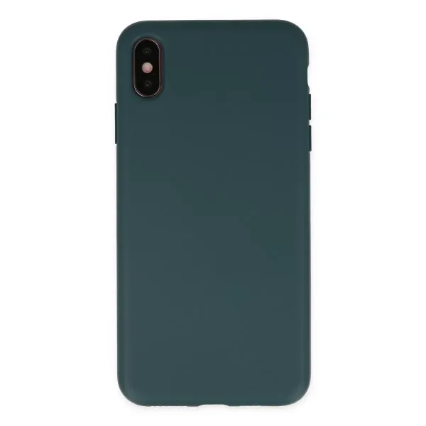 Apple İphone Xs Max Kılıf Nano İçi Kadife Silikon - Koyu Yeşil