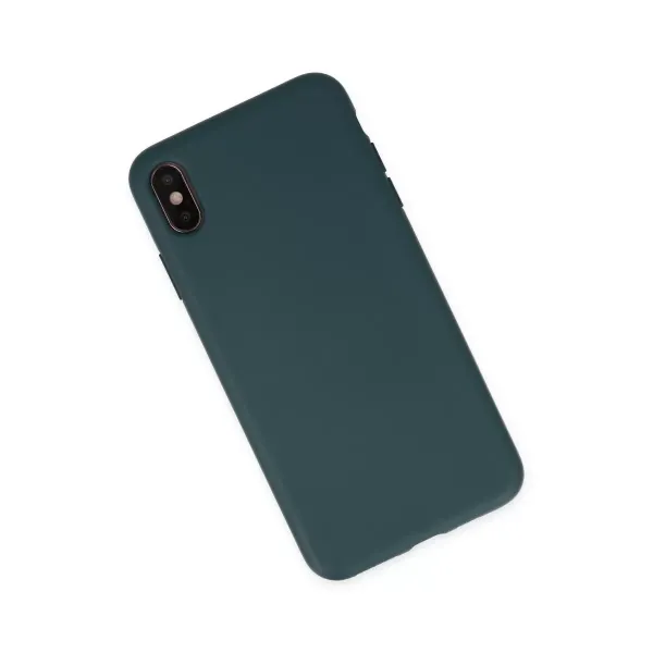 Apple İphone Xs Max Kılıf Nano İçi Kadife Silikon - Koyu Yeşil