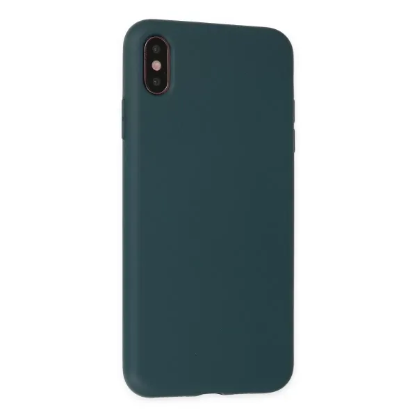 Apple İphone Xs Max Kılıf Nano İçi Kadife Silikon - Koyu Yeşil