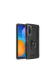 Huawei P Smart 2021 Kılıf Sofya Yüzüklü Silikon Kapak - Siyah