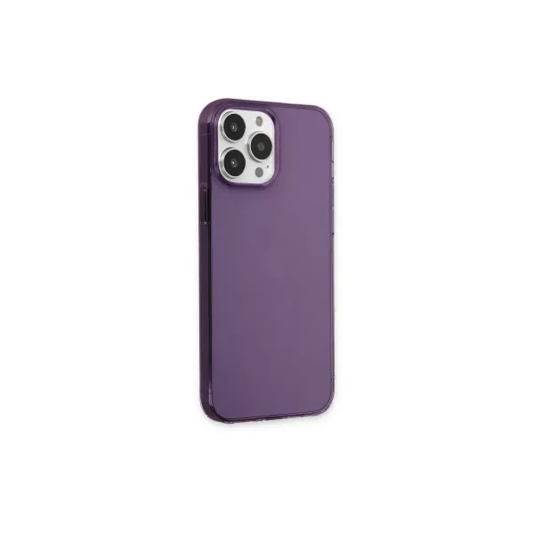 Apple İphone 13 Pro Max Kılıf Pc Sert Şeffaf Kapak - Mor