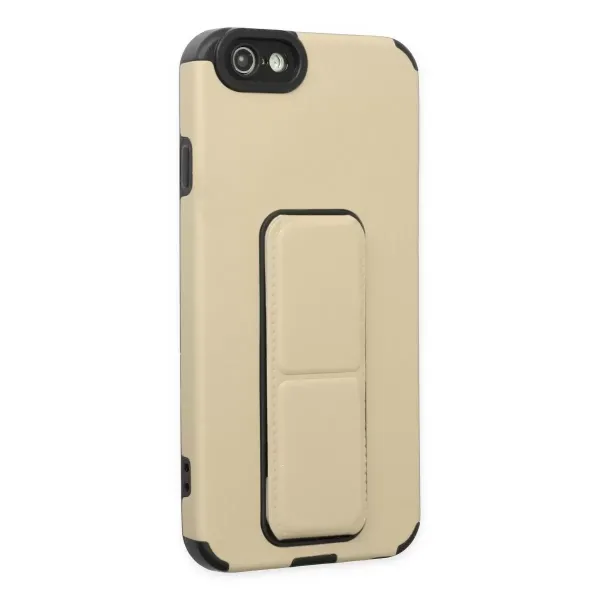 Apple İphone 6 Kılıf Mega Standlı Silikon - Gold