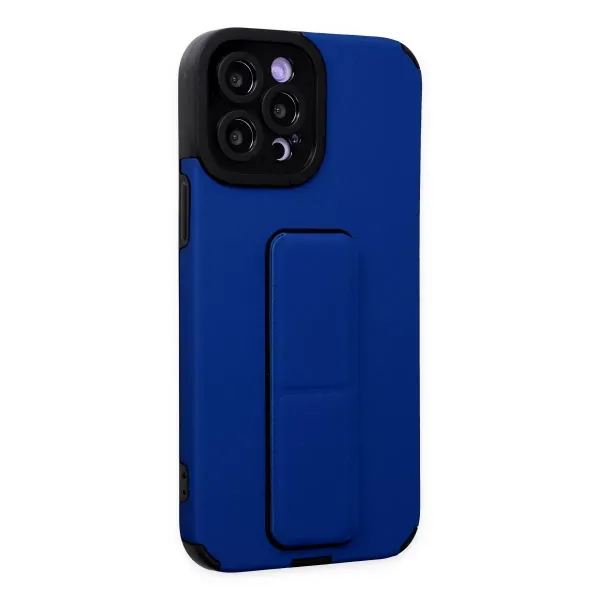 Apple İphone 12 Pro Max Kılıf Mega Standlı Silikon - Mavi