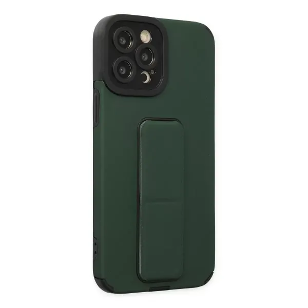 Apple İphone 12 Pro Max Kılıf Mega Standlı Silikon - Yeşil