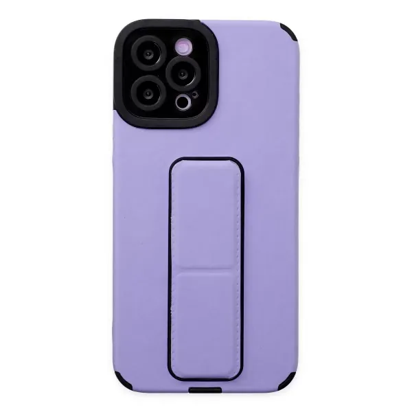 Apple İphone 12 Pro Max Kılıf Mega Standlı Silikon - Lila