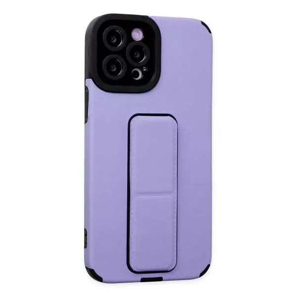 Apple İphone 12 Pro Max Kılıf Mega Standlı Silikon - Lila