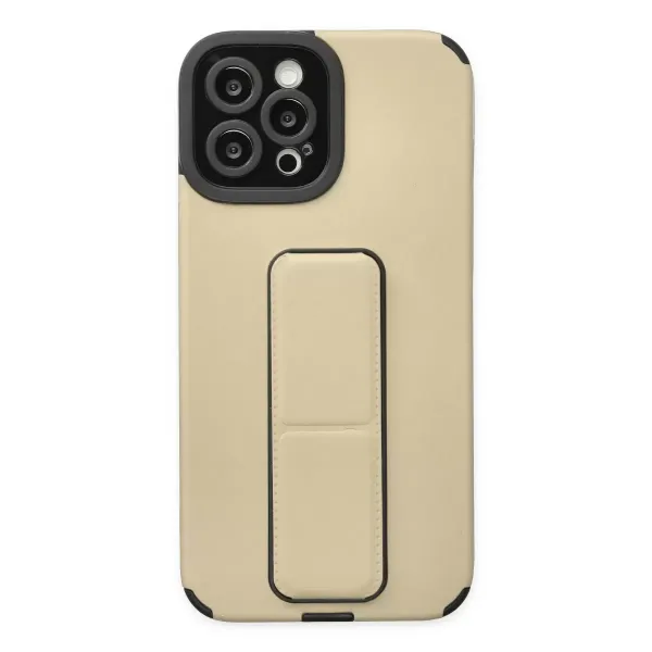 Apple İphone 12 Pro Max Kılıf Mega Standlı Silikon - Gold