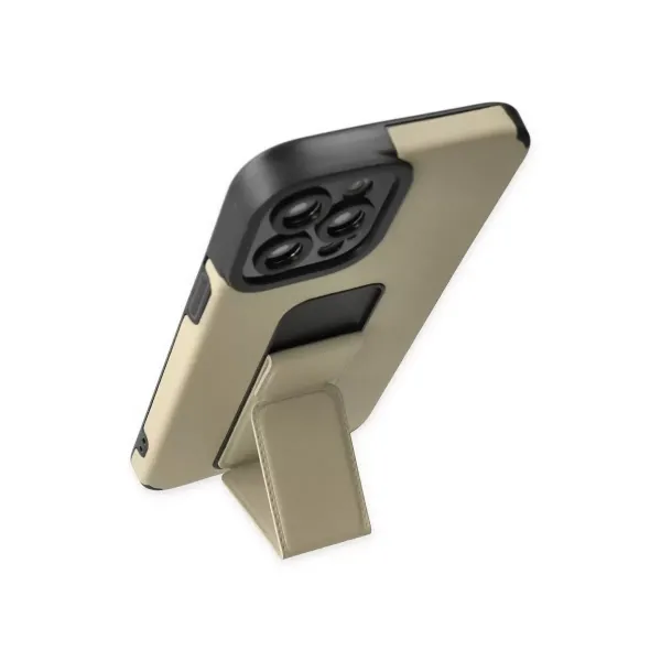 Apple İphone 12 Pro Max Kılıf Mega Standlı Silikon - Gold