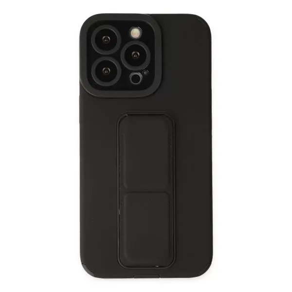 Apple İphone 13 Pro Kılıf Mega Standlı Silikon - Siyah