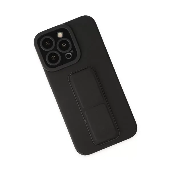 Apple İphone 13 Pro Kılıf Mega Standlı Silikon - Siyah