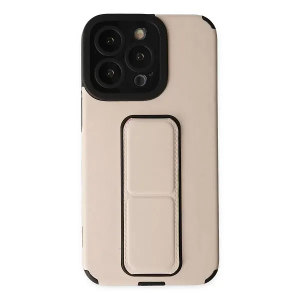 Apple İphone 13 Pro Kılıf Mega Standlı Silikon - Gold