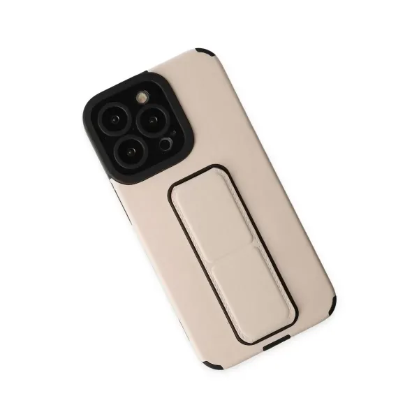 Apple İphone 13 Pro Kılıf Mega Standlı Silikon - Gold