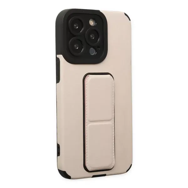 Apple İphone 13 Pro Max Kılıf Mega Standlı Silikon - Gold